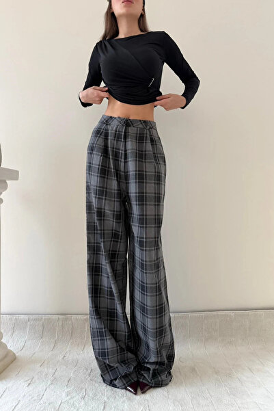 Sorridi Plaid Patterned Palazzo Trousers