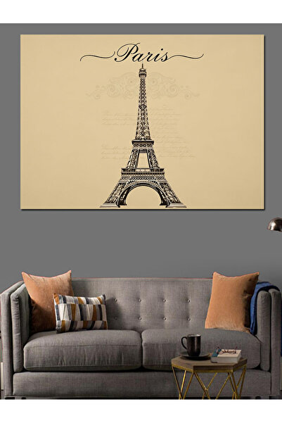 Artmeg Turnul Eiffel Schiță Desen Pânză Decorativă - Masă din Lemn MDF