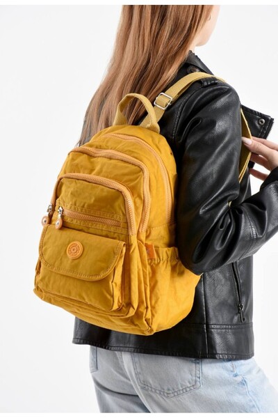 eflanmoda Multi-Compartment Women's Backpack Made of Crinkle Fabric Dimension...