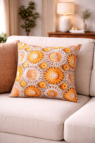 Gizo Home غطاء وسادة مزخرف بنمط التطريز البوهيمي المطبوع رقميًا بتقنية 5D، قط...