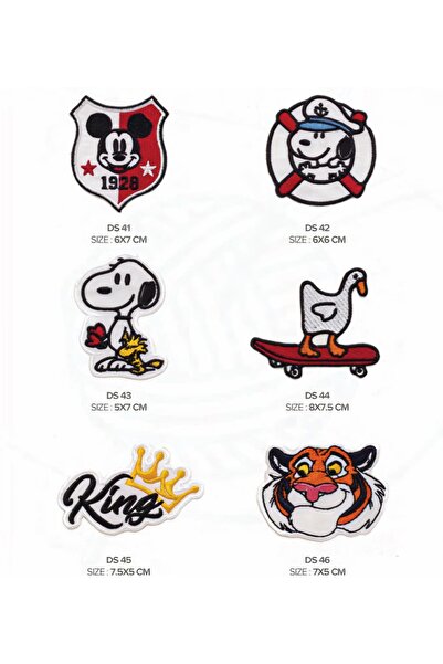 fema aksesuar Ütü İle Yapışan Arma-Patch-Yama Snoopy-Mickey Mouse-Goose (6'lı...