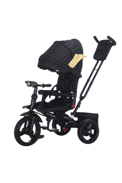 L-Sun Tricicletă cu scaun reversibil și poziție de dormit, SL02 - Negru cu ar...