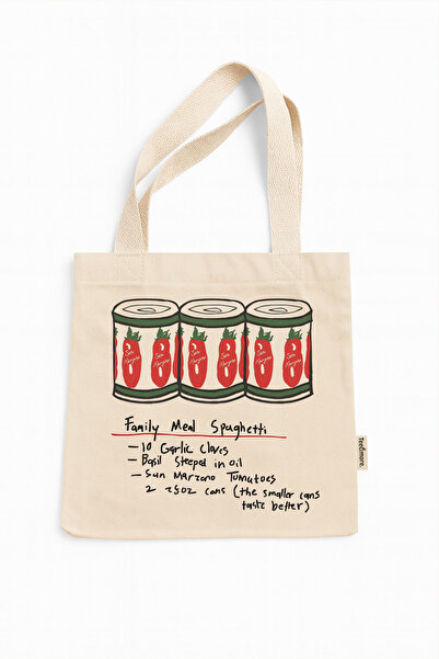 Tee&more. The Bear Spagetti Recipe Printed Canvas Tote Bag with Velcro and In...