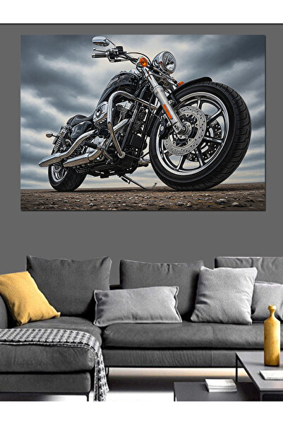 Artmeg Pânză decorativă clasică neagră pentru motociclete - Lemn MDF