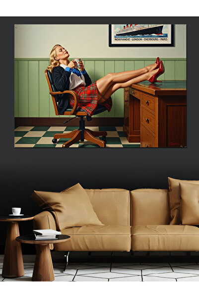 Artmeg Sitting Sailor Vintage Women's Decorative Canvas - Mdf Wood Painting