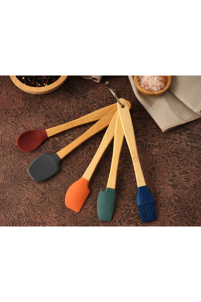 Hedisam Bamboo Silicone Tip Spatula Set 5 Pieces