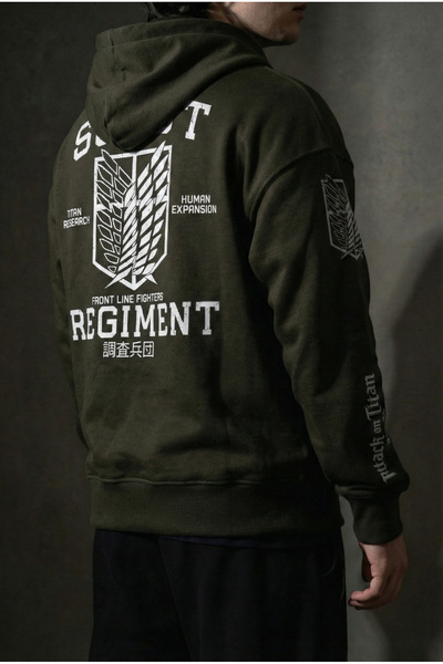 Liber Attack on Titan - Zippered Hoodie Oversize Embossed Sweatshirt Cardigan