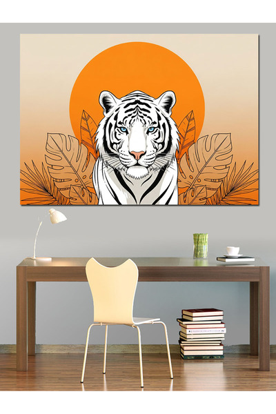 Artmeg Pânză decorativă Portretul Tigrului Soarelor Portocalii - Tablou din l...
