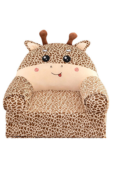 Krista Fotoliu extensibil din pluș și 2 plăci de burete Girafă crem cu pete maro