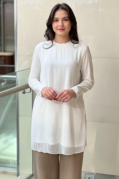 Mahal Chiffon Front Long Sleeve Undergarment Tunic