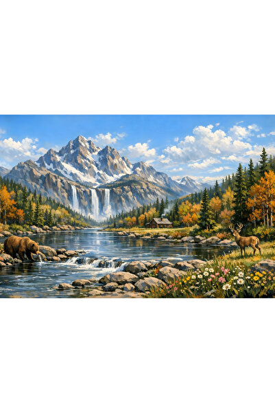 VeliumCraft Tablou Canvas Cabana ideala 55, 70 x 50 cm, natura, peisaj, stil ...