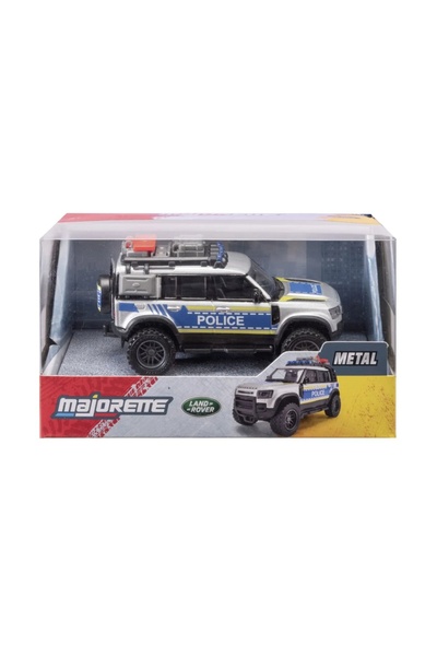 Simba Mașină de poliție metalică Majorette, Land Rover Defender, scară 1 - 43
