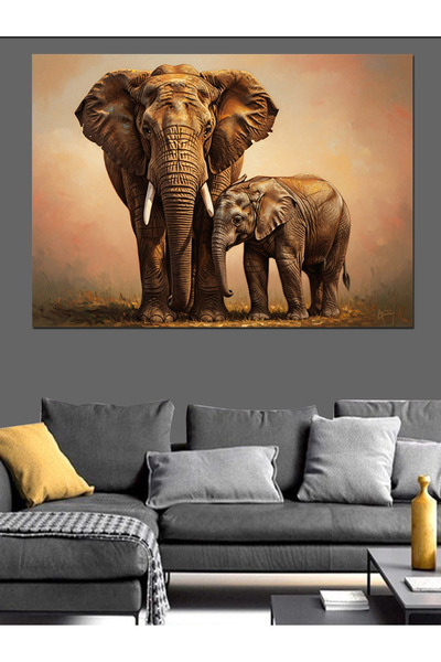 Artmeg Pânză decorativă Dragoste de mamă elefant și pui de elefant - Masă din...