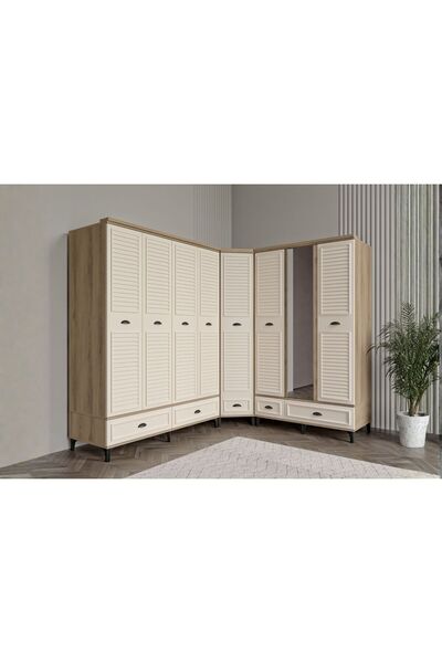 Doressa Home Char Walnut Köşe Gardırop