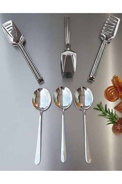 BRE HOME طقم ملاقط تقديم من الفولاذ المقاوم للصدأ مكون من 6 قطع