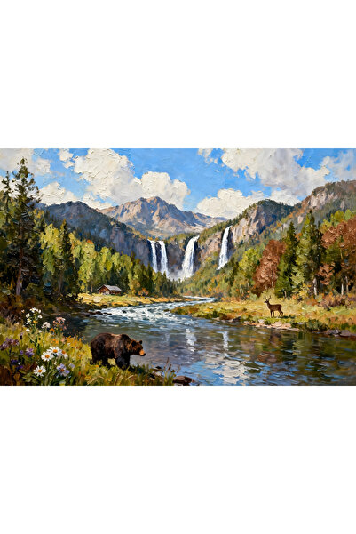 VeliumCraft Tablou Canvas Cabana ideala 59, 80 x 50 cm, natura, peisaj, stil ...