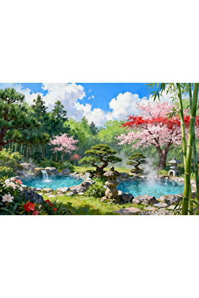 VeliumCraft Canvas Painting Landscape in Japan 33, 90x60 cm, nature, flowers,...