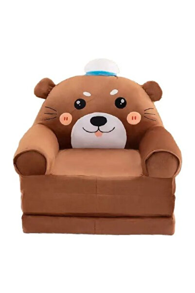 Krista Fotoliu extensibil din pluș și 3 plăci de burete Ursuleț de pluș Maro ...