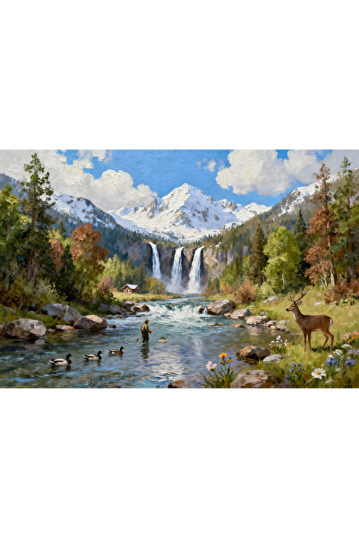 VeliumCraft Tablou Canvas Cabana ideala 50, 70 x 50 cm, natura, peisaj, stil ...