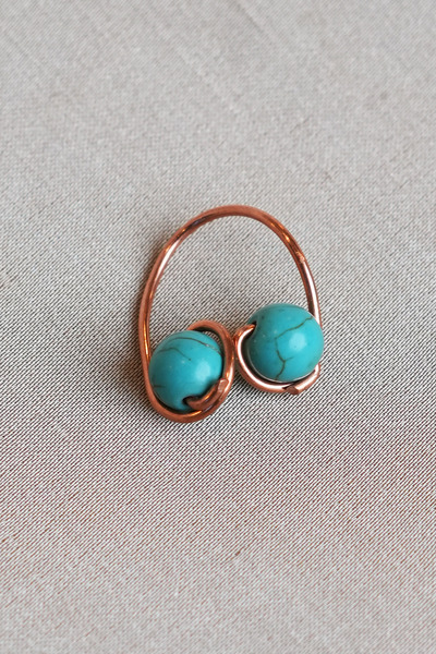 Luna Turquoise Natural Stone Copper Pinky (Knuckle) Ring