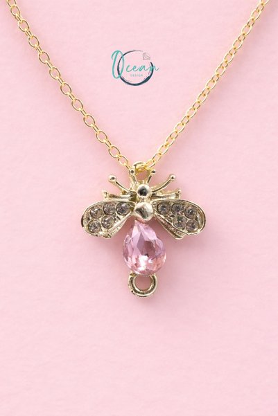 OceanDesign Stainless Steel Bee Figured Women's Necklace 45 cm |   Gold Color Chain, Minimal Elegant Design