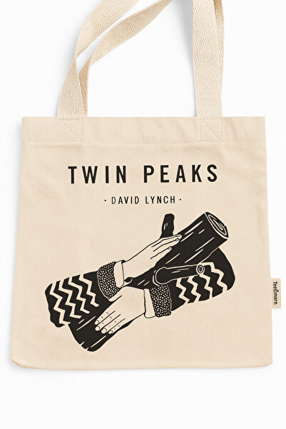Tee&more. Twin Peaks David Lynch Printed Canvas Tote Bag with Velcro and Inte...