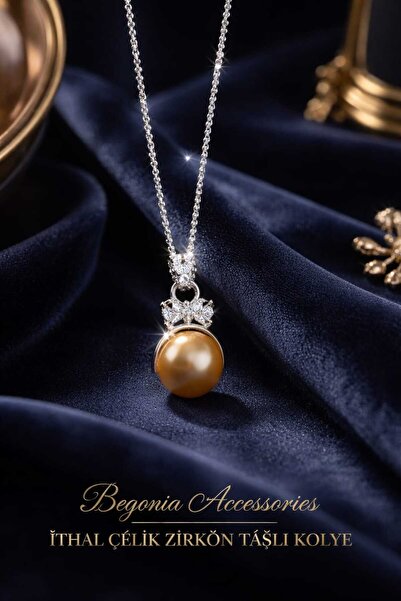 UygunGümüşçülük Imported Steel Pendant Chain Set with Figured Zircon Stones, ...