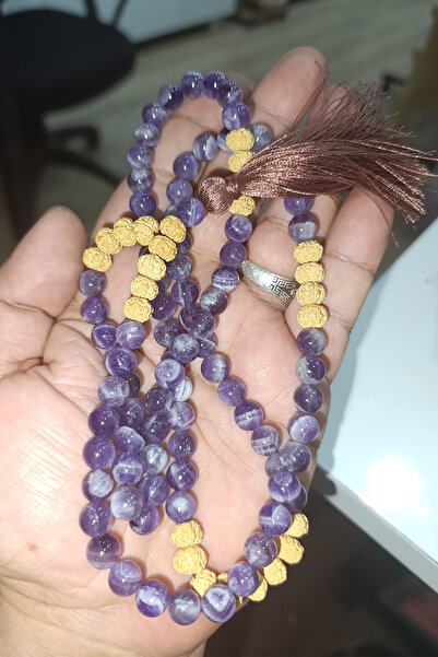 TAŞÇIZADE حجر الجمشت 8 ملم 108 حبات من حجر المالا الطبيعي للتسبيح