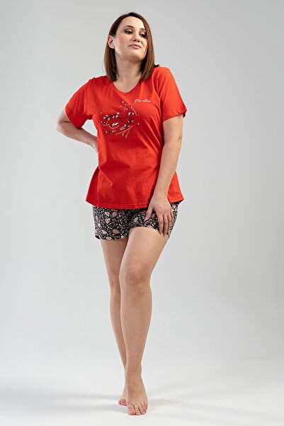 VİENETTA Büyük Beden Şortlu Pijama Takımı Pamuklu