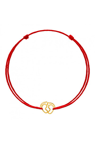 Wild Bracelets Bratara Aur 14k cu charm talpite, reglabila si snur de matase ...