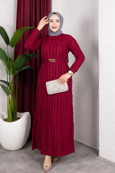 Moda MSK Gold Chain Belted Hijab Dress