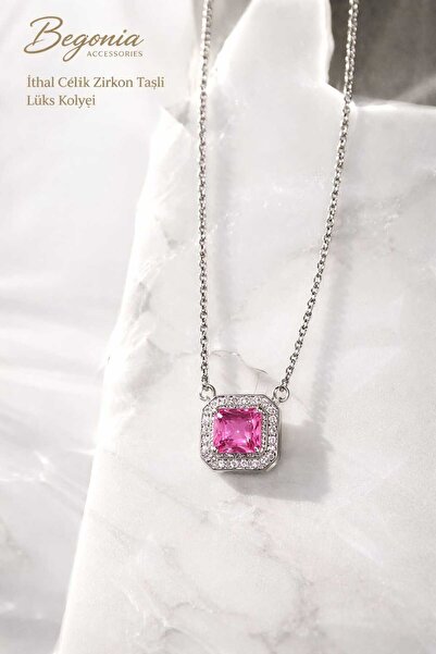 Begonia Accessories Imported Steel Pendant Chain Set with Figured Zircon Ston...