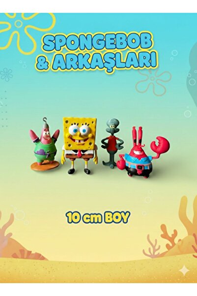 HEDİYEVİM Sünger Bob Kare Pantolon 4'lü Figür Seti - Patrick, Squidward, Bay ...