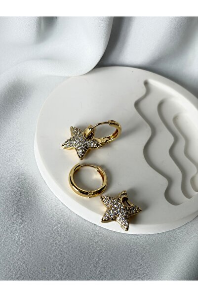XUPING JEWELRY Gold Hoop Earrings with Star Dangle