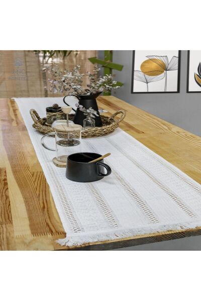 DNC home tekstil Ham Dantel Runner Masa Örtüsü (35 x 150)