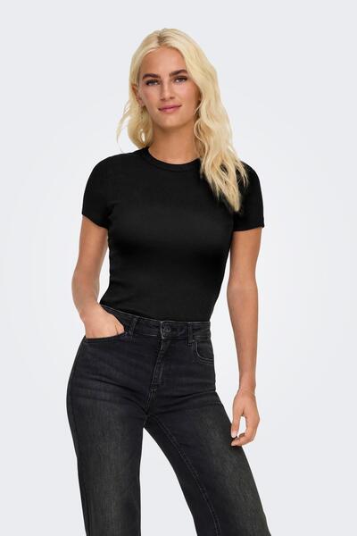 ONLY ONLVAL S/S TOP SA O-IZREZOM CC JRS Žene Crna T-shirt - O15339774