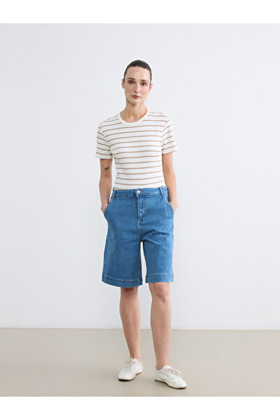 LC Waikiki Striped Women's Ribbed T-Shirt