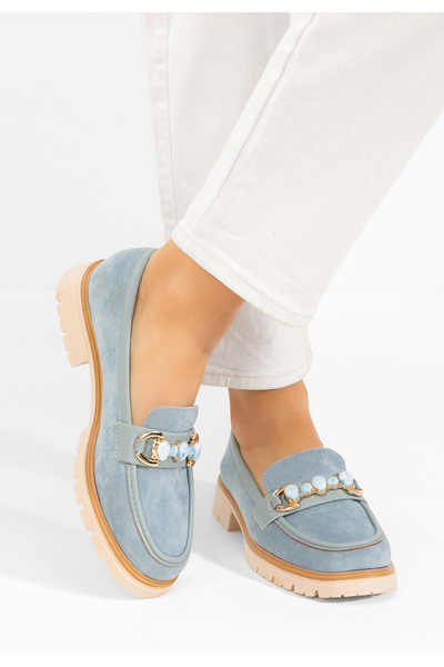 B T Shoes Amberlin women's blue loafers