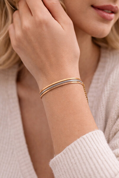 Takium Velora Trinity Gold Mix Çelik Bileklik