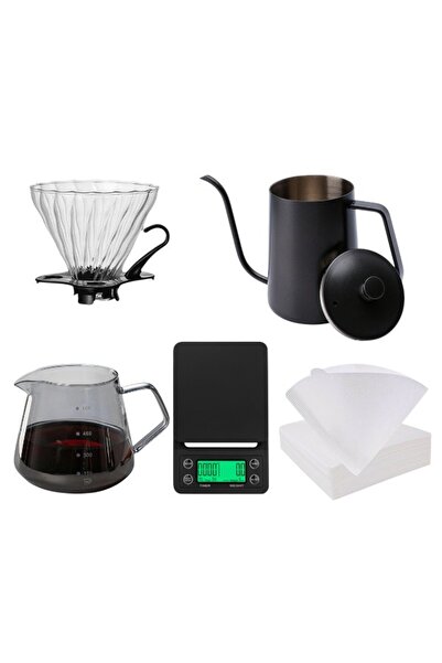 rank V60 Coffee Drip Set: Glass Dropper and Glass Serving Tool