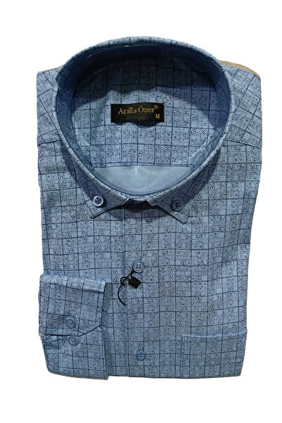 nightblack Men's Summer Shirt Textured Loose Fit Long Sleeve Oversize Men's S...