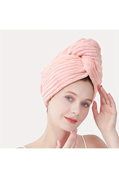 Choice Pink Solid Color Hair Towel - Textured 1Pc Dry Hair Cap (9.8"X25.5"), ...