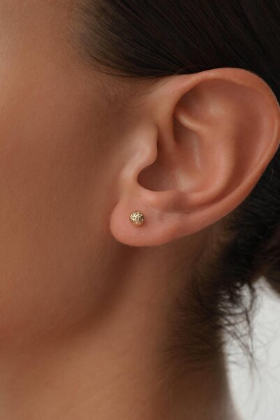 Arpaş 14 Ayar Kalemli Altın Top Küpe