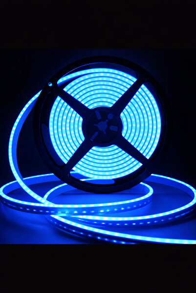 ENFE 25 Metre COB Şerit Neon LED Mavi 220V | 800 Lümen • IP65 Dış Mekan • Fiş...
