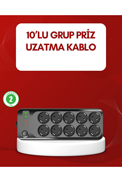 Genel Markalar Mey İthalat® USB Type-C Destekli 10’lu Grup Priz Termal Koruma...