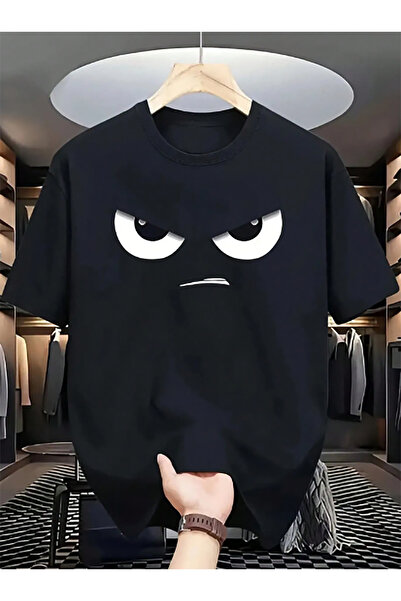 SUNFREE Μπλουζάκι με στάμπα ενθουσιώδους προσώπου, υπερμεγέθες, κοντομάνικο