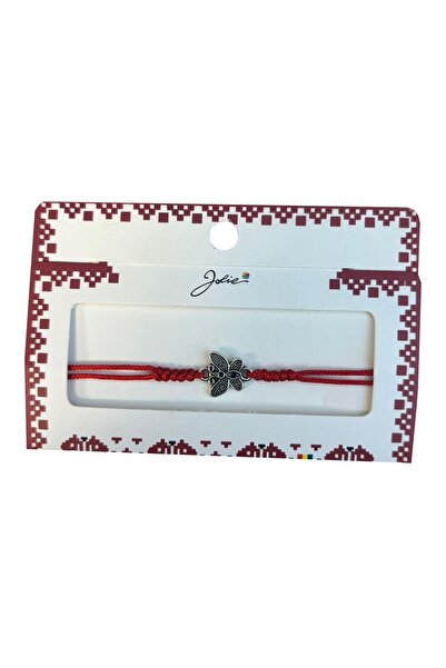 Flippy Martisor tip Bratara cu Pandantiv Metalic, Jolie, cu Snur Textil Rosu ...