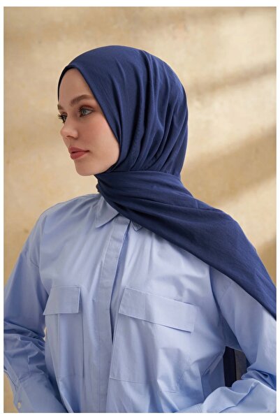 ARMANDA Rustic Cotton Shawl Purple Navy Blue