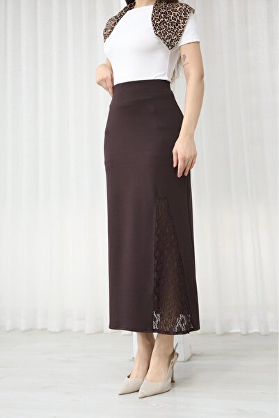 sportiness Lace Detailed Modal Fabric Skirt