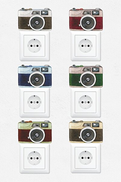 VİZYON REKLAM DİGİTAL BASKI Fotoğraf Makinesi 6'lı Set Priz Sticker